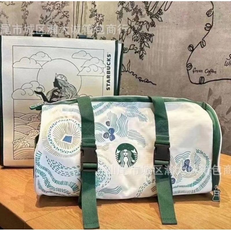 [Starbucks]กระเป๋า Starbucks ไนลอน เดินทาง ฟิตเนส ไปทะเล ใบใหญ่จุใจ