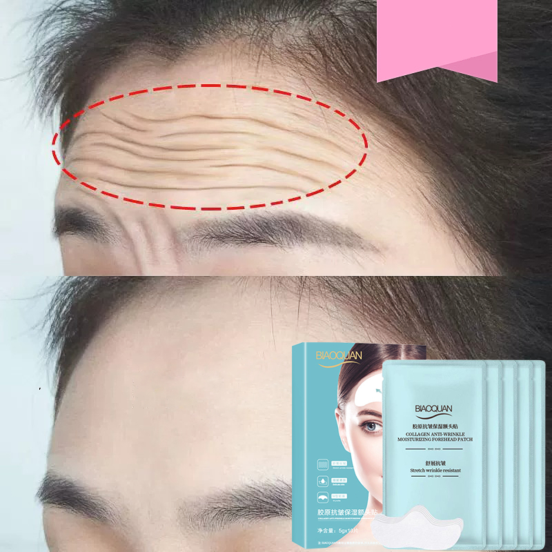 แผ่นแปะหน้าผาก ต่อต้านริ้วรอย ครีมลดริ้วรอย 10 แผ่น 1 กล่อง ลดหน้าผากย่น ปรับผิวให้ตึง คอลลาเจน ลบเลือนริ้วรอยและริ้วรอย