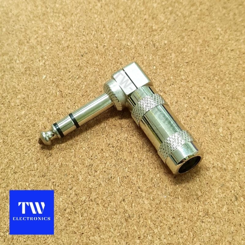 ปลั๊กโฟนสเตอริโอ6.35(1/4")แบบงอ90องศา,หัวปลั๊กไมค์งอ,Right Angle Stereo phone plug