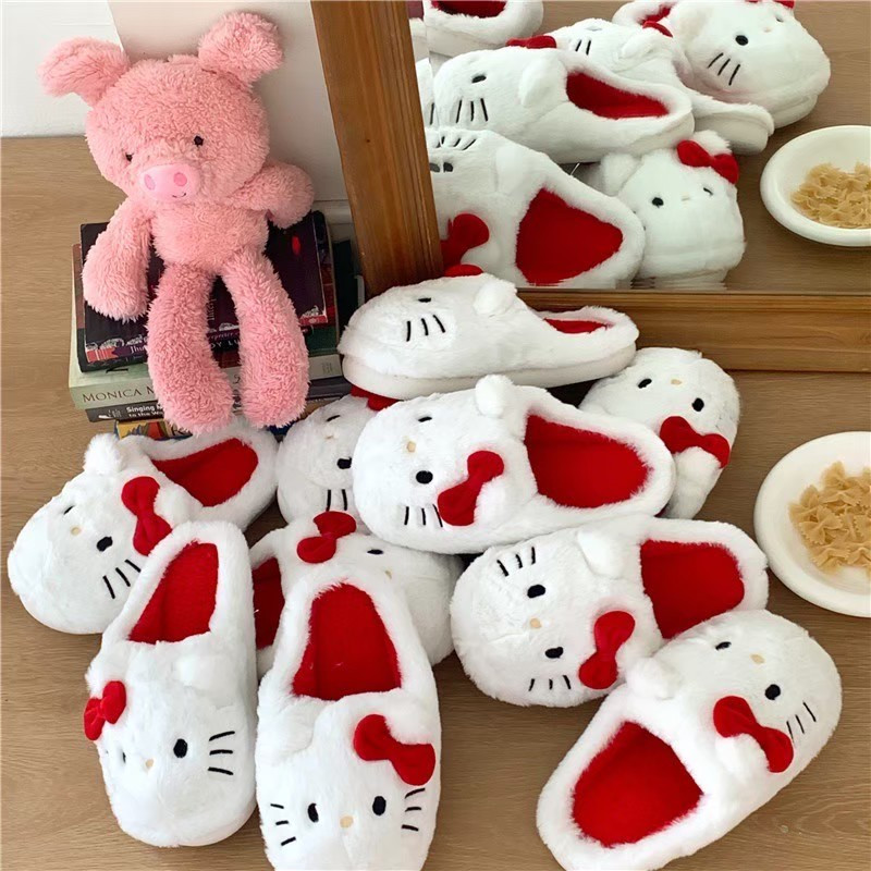 ส่งด่วน รองเท้า Kitty คิตตี้ Slipper ขนนุ่ม ใส่สบายเท้า 49040