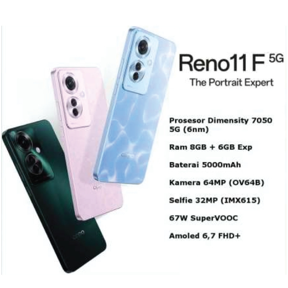 Oppo Reno 11F (8+256) 64MP AMOLED 10-bit 6.7" Dimensity 7050 Octa Core ความเร็ว : 2.6 GHz 67W แบตเตอรี่ 5000m