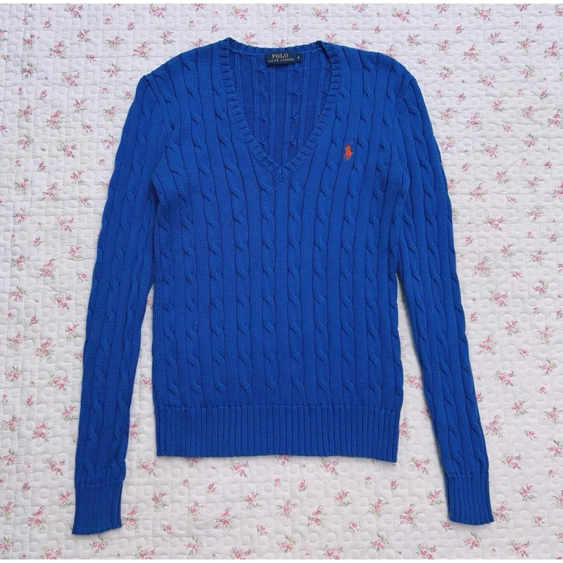 blue polo ralph lauren cable-knit มือสอง