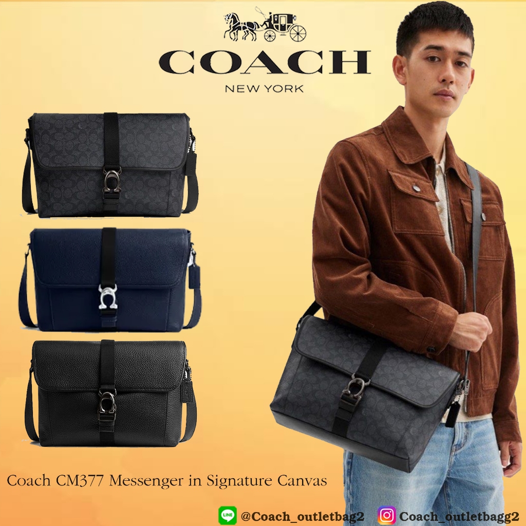 💯Coach CM377 Messenger in Signature Canvas Men Women Crossbody