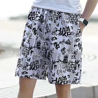 กางเกงขาสั้นลำลองฮาวาย ใส่ไปชายหาด ลายดอก เอวยางยืดมีเชือกผูก เนื้อผ้าใส่สบาย