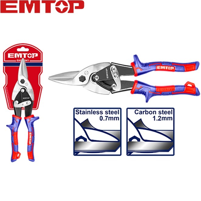 EMTOP กรรไกรตัดสังกะสี ปากตรง ขนาด 10 นิ้ว รุ่น EASP1041 ( Aviation Snip )
