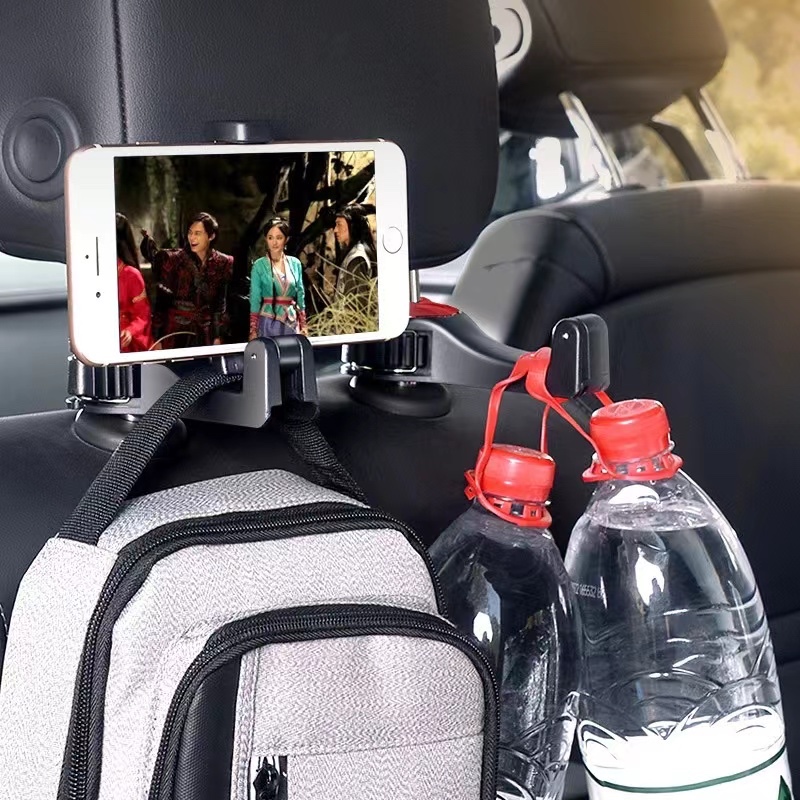 อุปกรณ์เสริมรถยนต์ ทนทานต่อการใช้งาน ไม้แขวนรถ ชั้นวางกระเป๋าพนักพิงศีรษะ ตะขอติดพนักพิงศีรษะในรถ ตะขอเก็บของด้านหลัง - รูปที่ 5