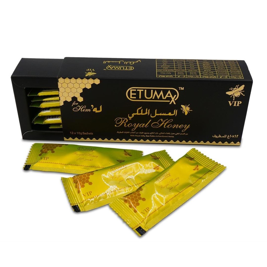 รอยัล ฮันนี่ อีทูแม็กซ์ วีไอพี เมน สเตมิน่า บูสเตอร์ 12x10g Box Royal honey imported