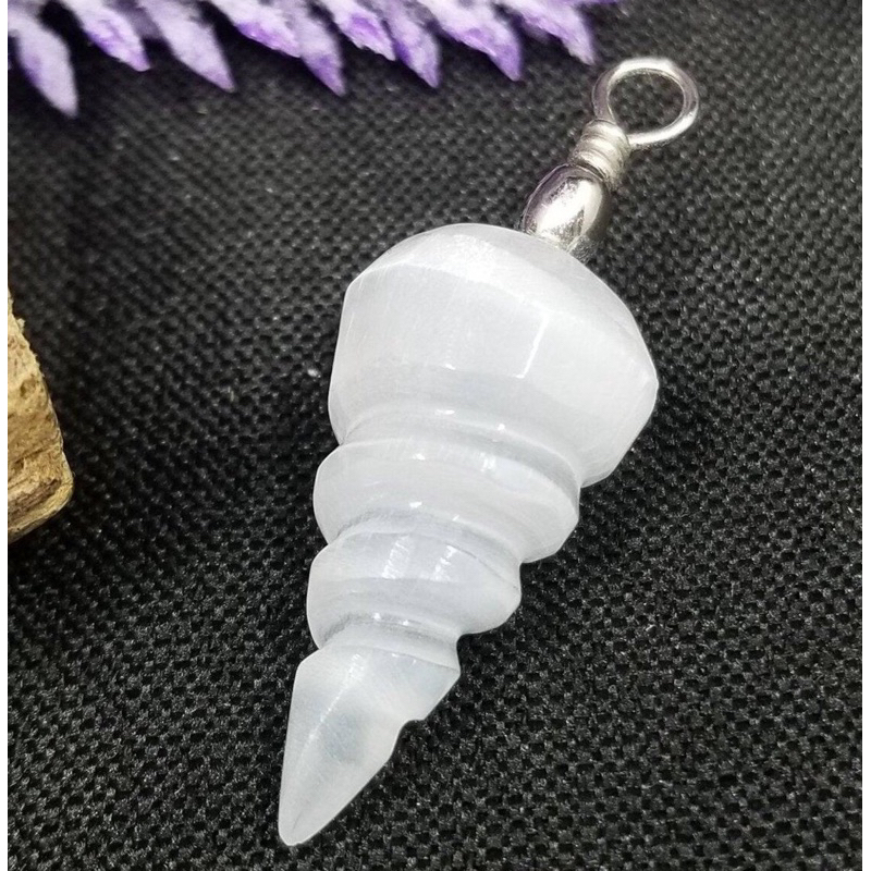 1pc Selenite Spiral Pendant Natural Selenite Crystal Pendant
