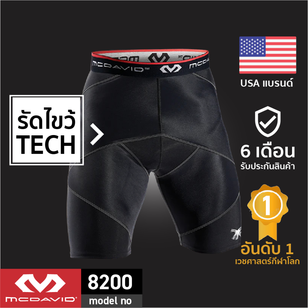 McDavid 8200|Official Shop| กางเกงรัดหล้ามเนื้อเทคโนโลยีรัดไขว้ Cross Compression Pants