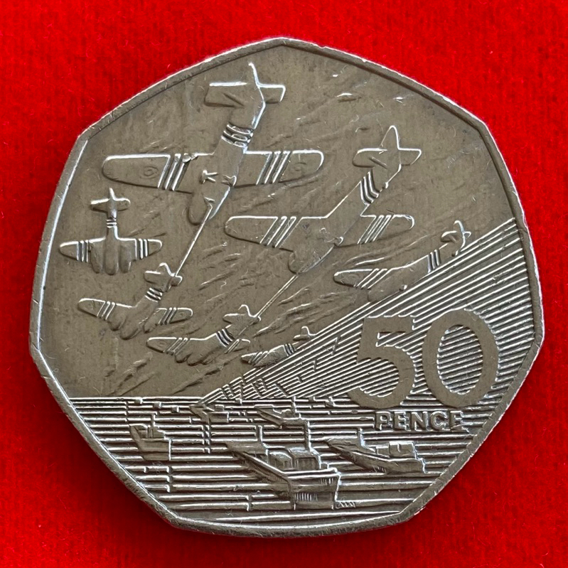 🇬🇧 เหรียญอังกฤษ United Kingdom 50 pence ปี 1994 เหรียญที่ระลึก D-Day