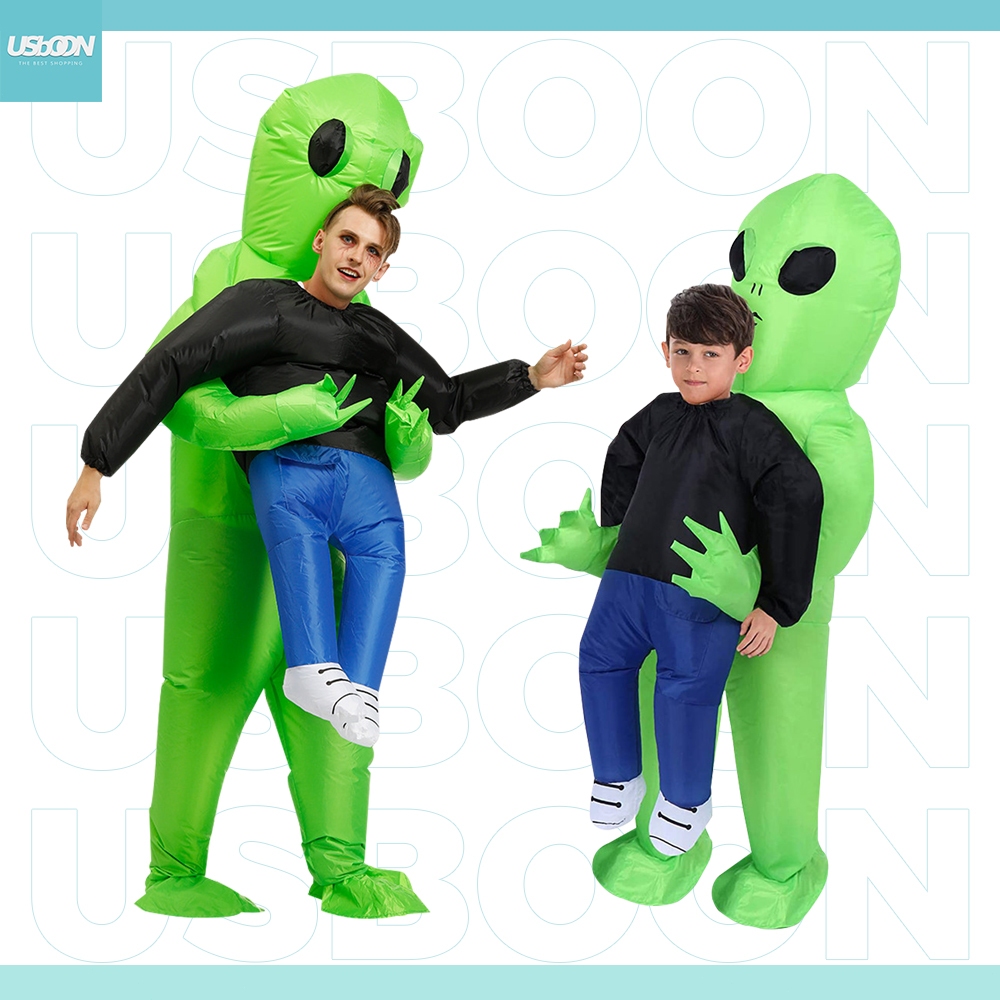 usboon ชุดปาร์ตี้สีเขียว มนุษย์ต่างดาว คอสตูมสำหรับ เด็กและผู้ใหญ่
