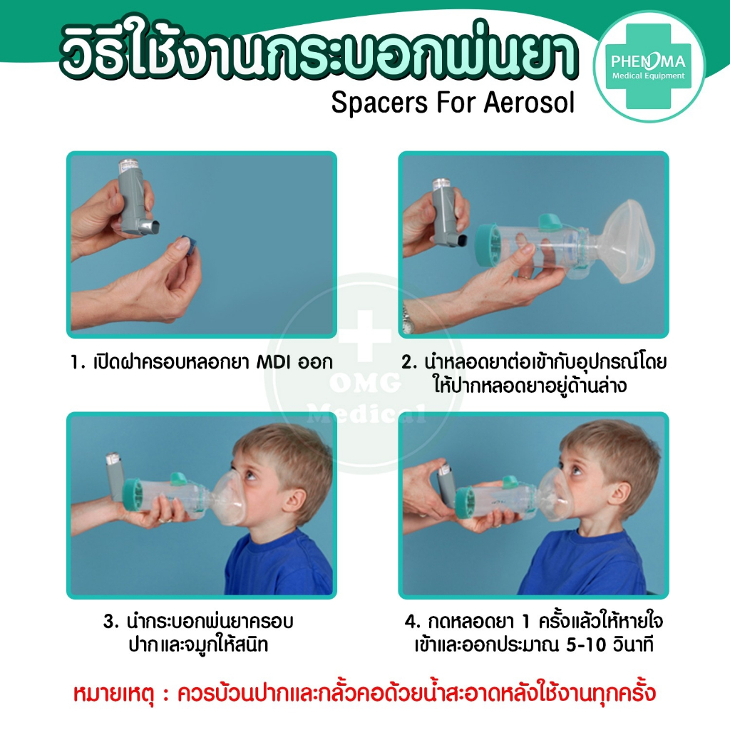 [มาใหม่ มี อย.มาตรฐานเยอรมัน] กระบอกพ่นยา MDI PHENOMA สำหรับต่อยาพ่นชนิด MDI สำหรับผู้ใหญ่ SPACER FOR AEROSOL หอบหืด - รูปที่ 6