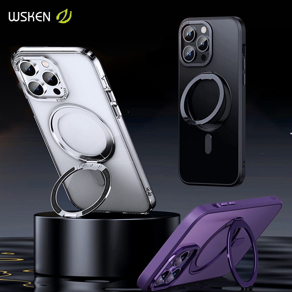 Wsken เคสโทรศัพท์มือถือแบบแม่เหล็กตั้งได้สีด ําสําหรับ 15 Pro 15 Pro Max - รูปที่ 6