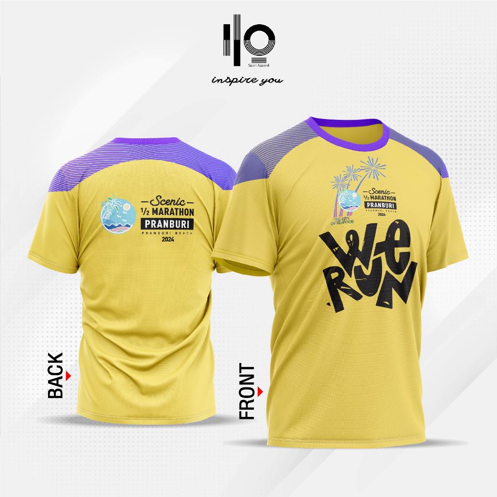 เสื้อที่ระลึกงานซีนิคฮาล์ฟมาราธอนปราณบุรี 2024 (YELLOW)