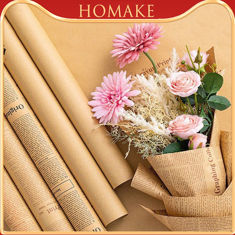 100pcs กระดาษคราฟท์ กระดาษสาห่อช่อดอกไม้ กระดาษจัดช่อดอกไม้ ช่อดอกไม้