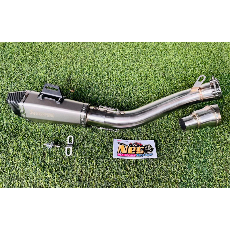 ท่อแต่ง CBB650R CB650R CBR650F CB650F ชุดต่อแต่งพร้อมปลายAkrapovicช๊อตตี้ สลิปออน2.5"พร้อมอุปกรณ์ติด