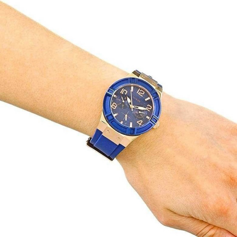 GUESS Multi-Function Blue Dial Blue Silicone Women's Watch