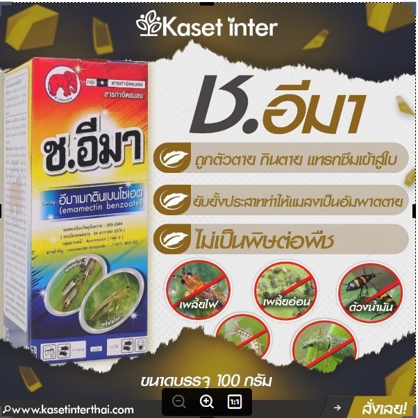 อีมาเมกติน ชนิดน้ำ (ช.อีมา) ขนาด100 cc. กำจัด ด้วงมะพร้าว หนอนเจาะลำต้น เพลี้ย กำจัดหนอนกระทู้ หนอนหนังเหนียว