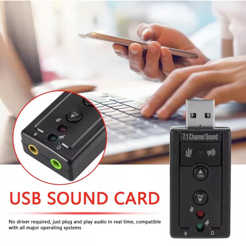 ซาวด์การ์ด การ์ดเสียงUSB2.0 Sound Card Adapter Audio 3D 12Mbps Virtual 7.1
