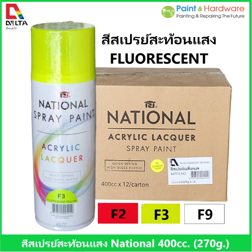 National สีสเปรย์ สะท้อนแสง เนชั่นแนล ขนาด 400 CC. (270g) National Fluorescent Spray