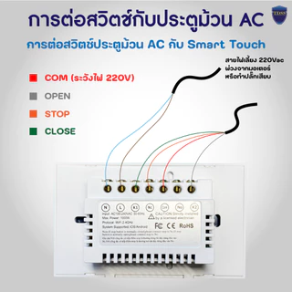 สวิตช์ 3 ปุ่ม ประตูม้วน สั่งงานผ่านมือถือ Touch Switch for Rolling Shutter Motor WIFI 2.4G ใช้สำหรับ เปิด-ปิด ประตูม้วน