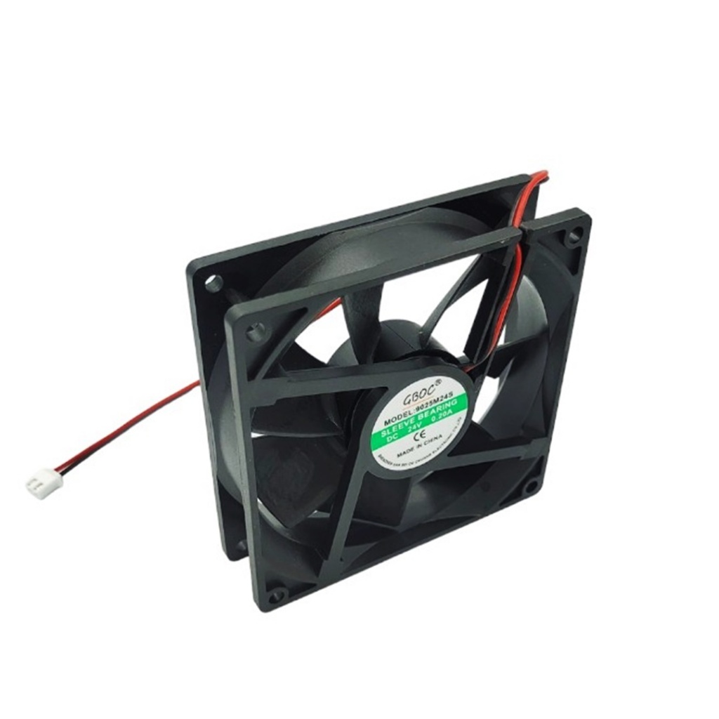 9025M24S พัดลมระบายอากาศขนาด 3.6นิ้ว 90x90x25mm. แรงดันไฟฟ้า:DC24V,กระแส:0.20A,กำลังไฟ:4.8W แถมฟรีตระแกรงเหล็ก พร้อมส่ง