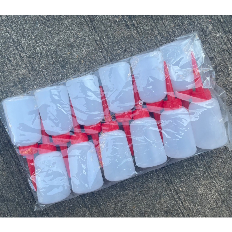 [พลาสติกหนา] กาบีบน้ำมัน PVC หัวจุกแดง (แพ็คละ 12 อัน) กาบีบ กาหยอด กาน้ำมัน พลาสติก บีบของเหลว กาหยอดน้ำมัน