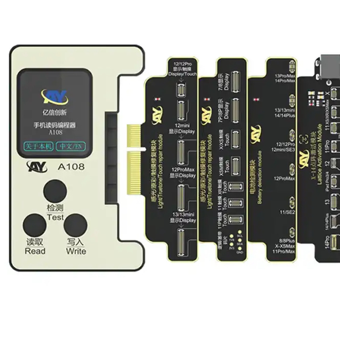 AY A108 เครื่องตั้งโปรแกรม ซ่อมแบตสำหรับ ปรับเปลี่ยนแบต แพรก็อป แพรต่อแบต แพรFace-ID