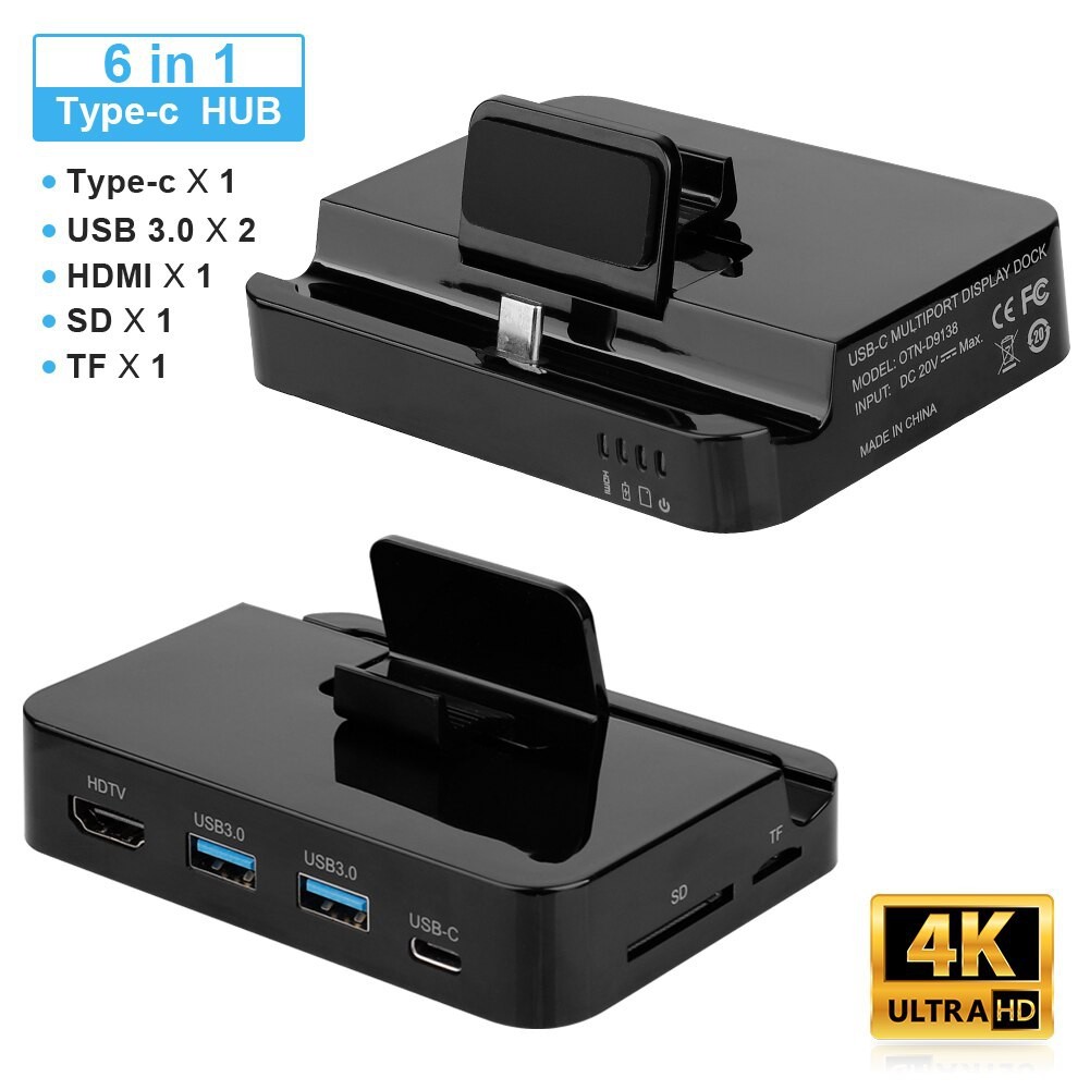 Onten OTN-D9138 6 in 1 USB-C / Type-C ถึง 4K HDMI + 2 x USB 3.0 + Type-C + SD / SD / TF