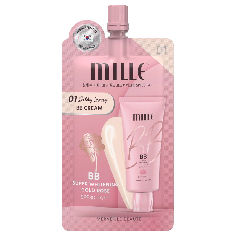 แบบกล่อง Mille // SUPER WHITENING GOLD ROSE BB CREAM SPF30 PA++