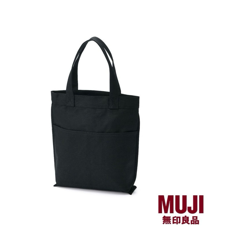 กระเป๋าสะพายข้างผ้าฝ้ายทรงสูง สีดำ - MUJI Canvas Tall Tote Bag