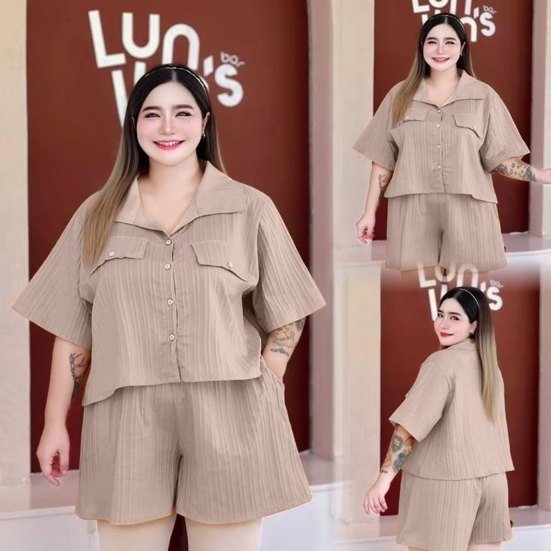 (โปรพิเศษวันนี้) C1ชุดเซ็ท เชิ้ตครอป+ขาสั้น สาวอวบใส่น่ารัก สาวอ้วนใส่สวย - รูปที่ 7