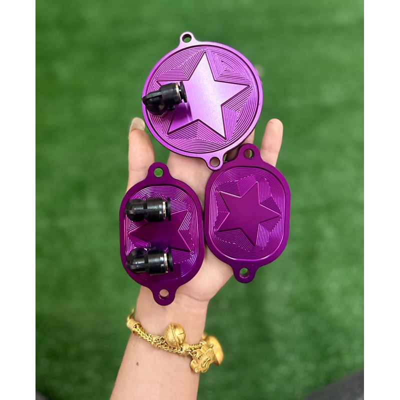 ฝาวาวล์+ฝาแคม✅ครบชุด3ชิ้น✅สำหรับ4วาวล์CNC พร้อมข้อต่อหัวฟิตติ้งครบชุด ใส่เวฟ125R/w-125S/w-125บังลม/w-125เก่า มิเนียมสีสด - รูปที่ 2