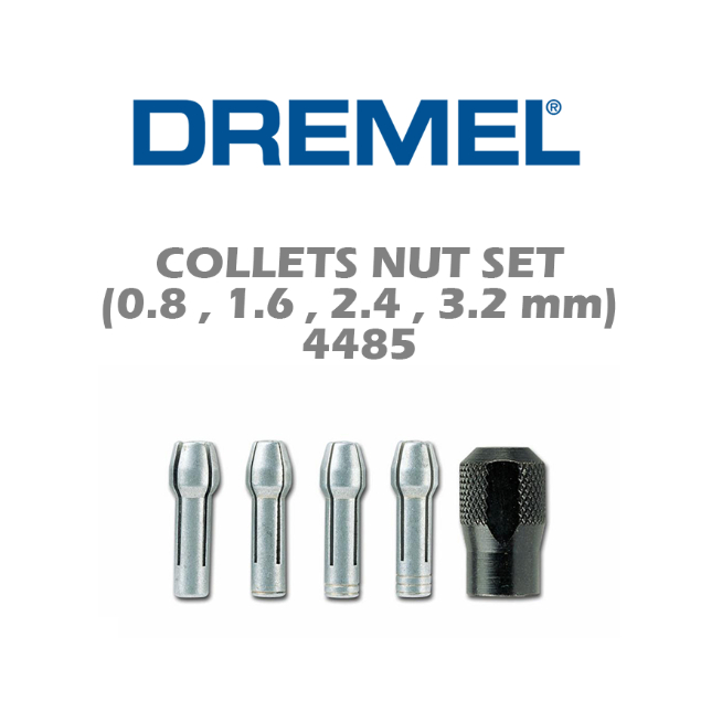 DREMEL คอเลท 3.2,2.4,1.6,0.8mm + น๊อต / 4485 / 2615504485 / ของแท้ พร้อมส่งด่วน
