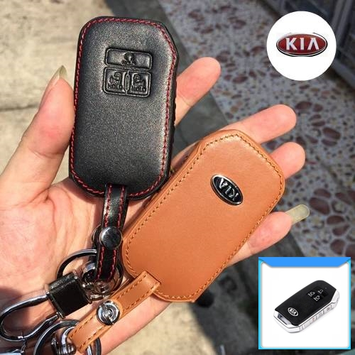 ซองหนังแท้ ใส่กุญแจรีโมทรถยนต์ รุ่นโลโก้เหล็ก KIA K5 Sportage R,Carnival