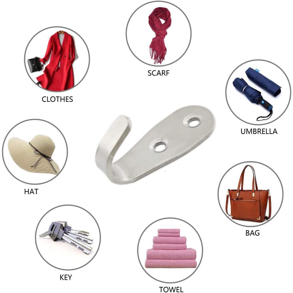 ตะขอติดผนัง ตะขอ สแตนเลส ตะขอแปะผนัง ตะขอเดี่ยว ตะขอคู่ ตะขอยึดติดอเนกประสงค์ เหมาะสำหรับแขวนเสื้อผ้าและเครื่องครัว - รูปที่ 3