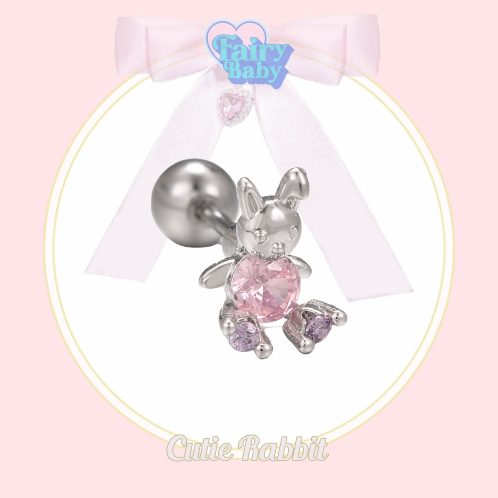 Fairybaby จิว Cutie Rabbit (1ชิ้น) น้องกระต่าย สีชมพู ต่างหู เครื่องประดับ แฟชั่น จิวน่ารัก (J1-028)