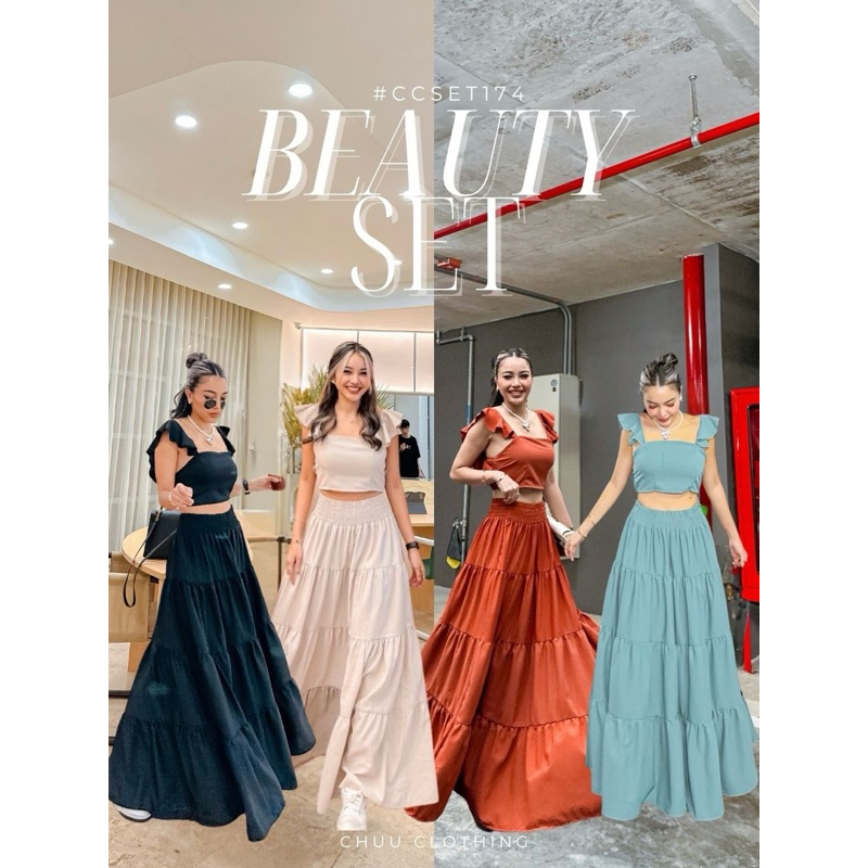 Beauty set  เดรสป้าย Chuu Clothing สีดำ