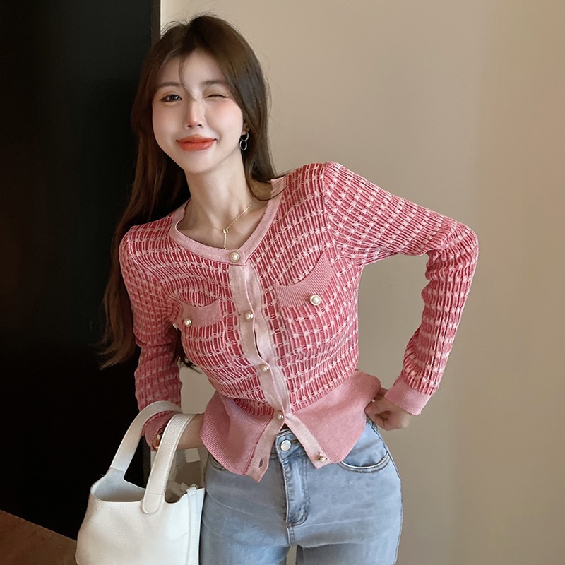 เสื้อคลุมไหมพรมแขนยาว(ชมพู) สไตล์เกาหลีน่ารัก รหัส 4