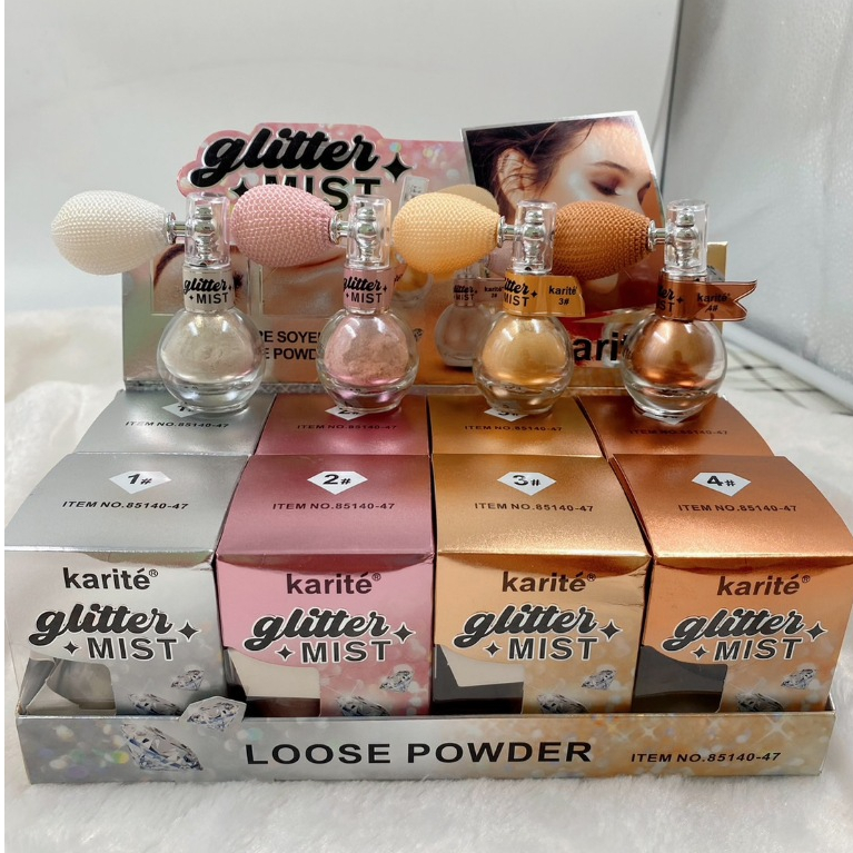 85140-47 สเปรย์กลิตเตอร์ Karite​ Glitter​ Mist กากเพชรฉ่ำๆ แพ็คเกจสวย ฉีดได้ทั้งหน้าและตัว