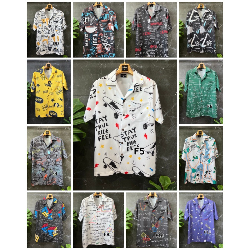 เสื้อเชิ้ตฮาวายวินเทจไหมอิตาลีเกรดพีเมียม(แฟชั่นชาย)ผ้าไม่ต้องรีด