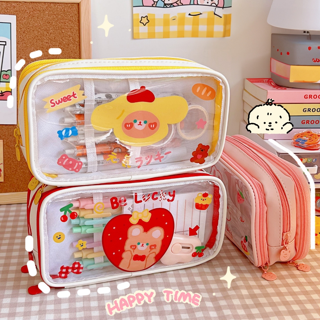 กระเป๋าดินสอ กระเป๋าเครื่องเขียน กล่องดินสอ ลายการ์ตูนน่ารัก สไตล์เกาหลี STUDENT CARTOON PENCIL BAG