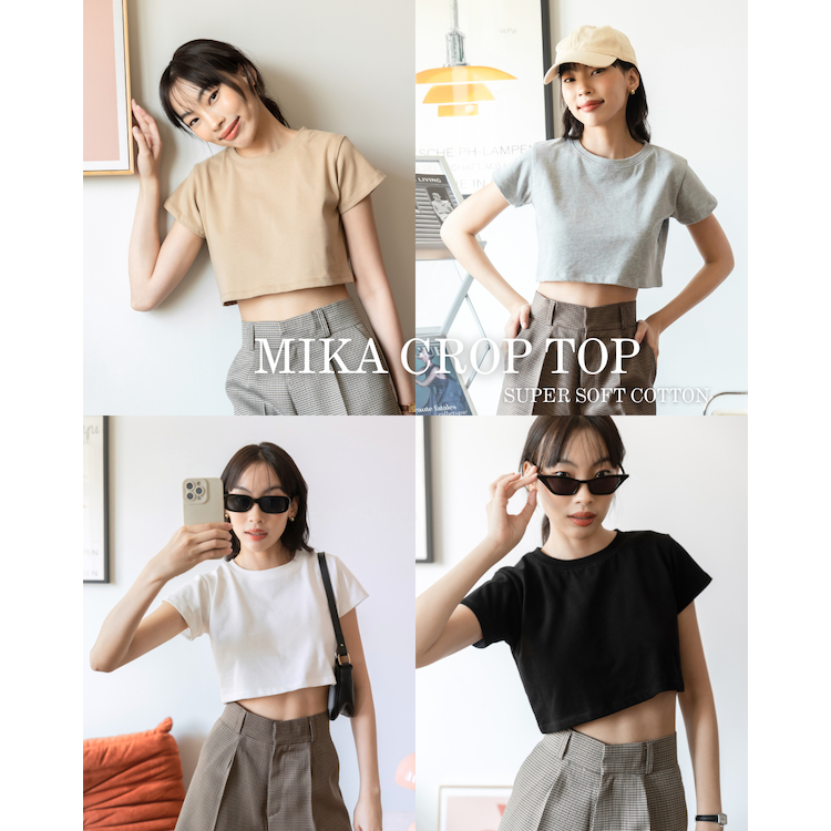 Mika Crop Top - SUPER SOFT COTTON เสื้อยืดครอป ผ้านุ่มนิ่มสบายที่สุด คอตตอน100%🔅☁️🍡