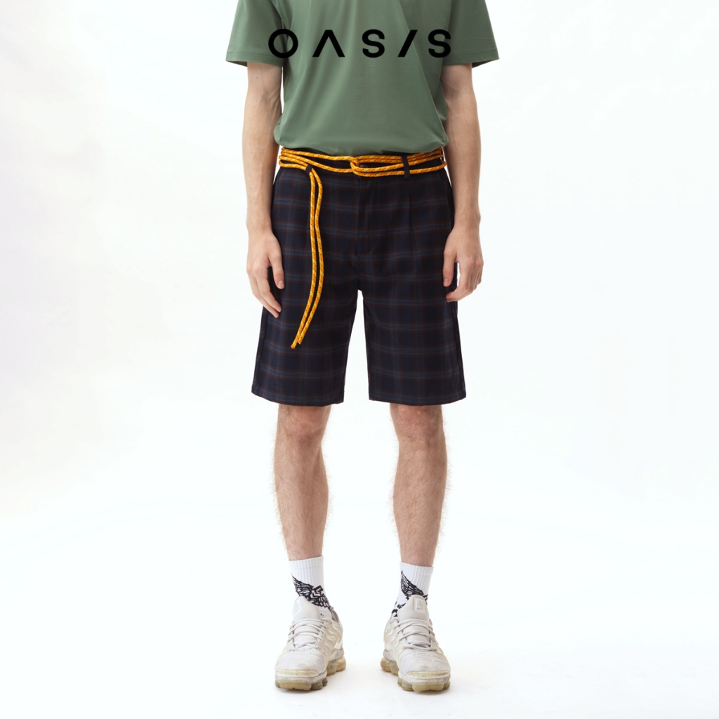 OASIS กางเกงขาสั้นผู้ชาย รุ่น MCPC-4421 กางเกงขาสั้น ลายสก็อต ผ้าฝ้าย 100% เนื้อนุ่ม เรียบ ใส่สบาย ท