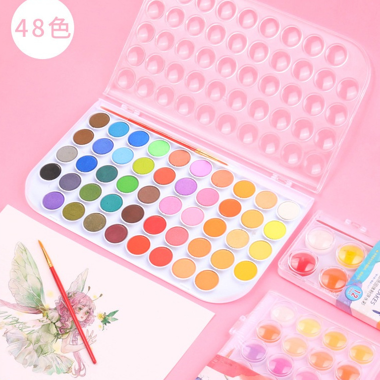 พร้อมส่ง สีน้ำ GIORGIONE Watercolour Cake 16 / 28 / 36 สี สีน้ำกล่องใส พร้อมพู่กัน สะดวกพกพา