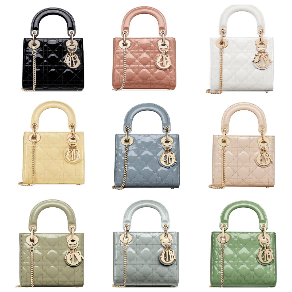 DIOR/ Lady Dior/mini/หนังสิทธิบัตร/กระเป๋า Princess Dior/กระเป๋าถือ/กระเป๋าสะพายข้าง แท้ 100%