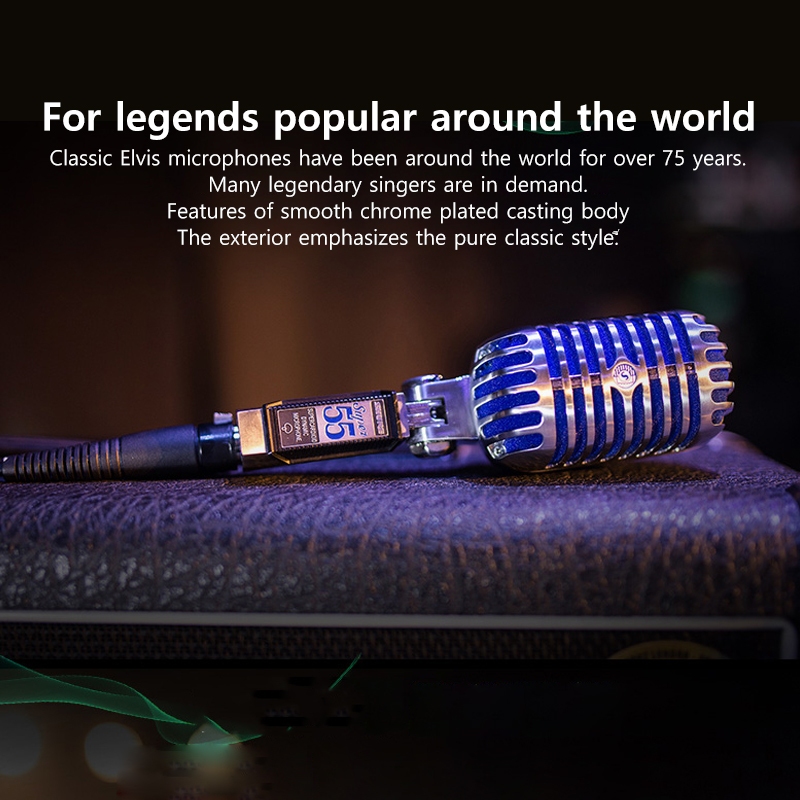 SHURE 55SH ไมโครโฟนเสียงคลาสสิกสำหรับการแสดงบนเวที K เพลงบันทึกมืออาชีพย้ายแหวน Elvis ไมโครโฟน