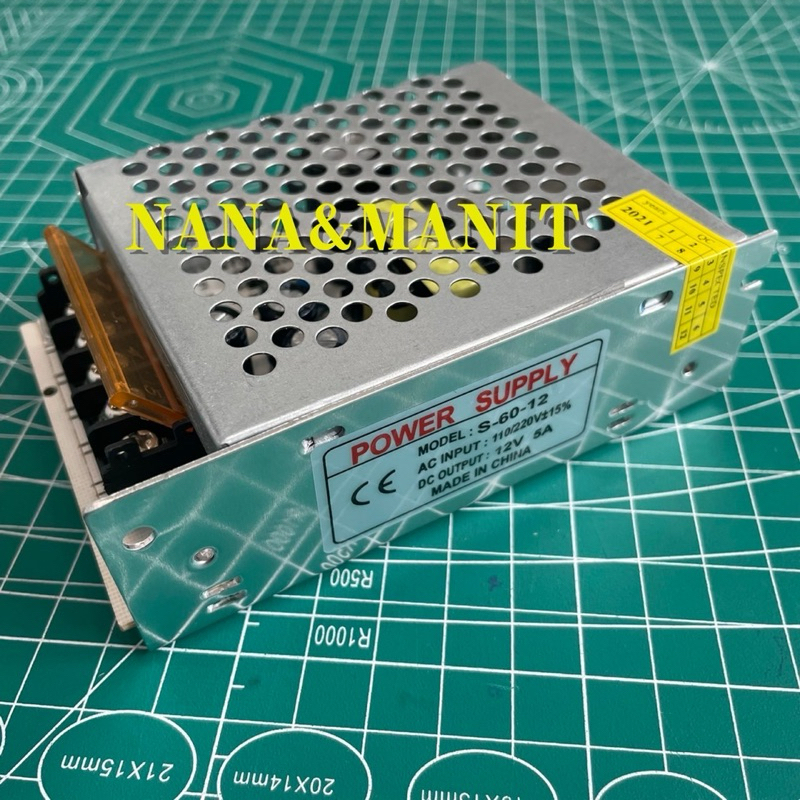 S-60-12  12V 5A SIZE : 78*110*36MM  INPUT:110/220VAC OUTPUT:12VDC 5A