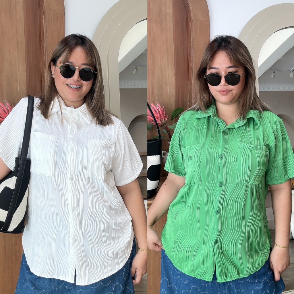 เสื้อเชิ้ตกระดุมหน้า ผ้านิชชิน อก46