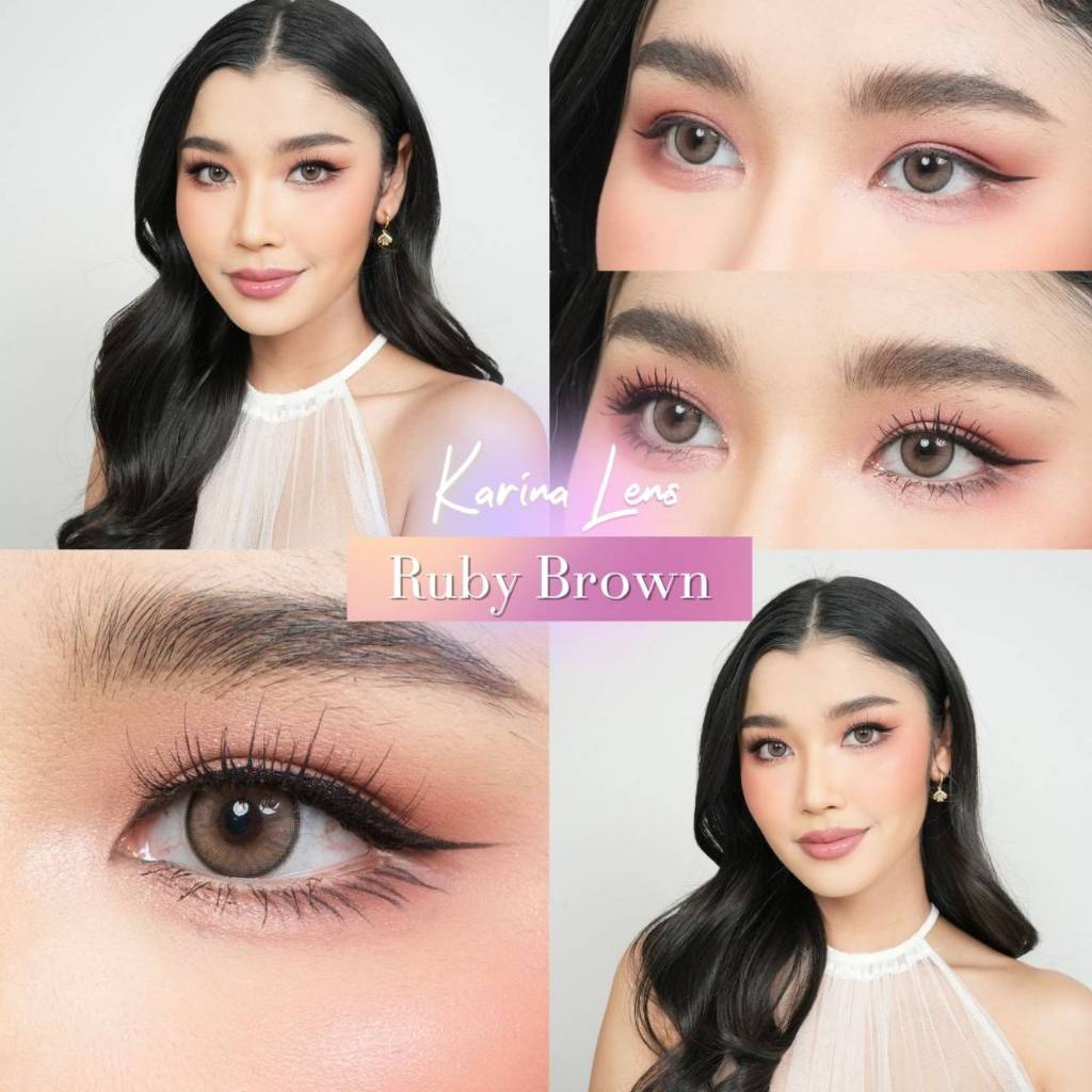 คอนแทคเลนส์ Karina Lens รุ่น Ruby Brown รายเดือน วัสดุ Hema  ค่าอมน้ำ 42% DIA 14.2 BC. 8.5 mm ค่าสายตา 0.00-8.00 ราคา ถูกที่สุด ดีลบีเคเค แกลเลอรีภาพที่ 2